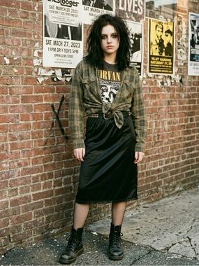 Vintage 80's Black Half Slip Scalloped Hem Skirt Grunge Coquette Girl